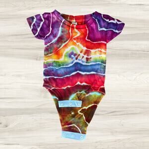 Baby Onesie Ice Dyed - Tie Dye Boy Girl - Rainbow Blue Red Newborn 0-3 months